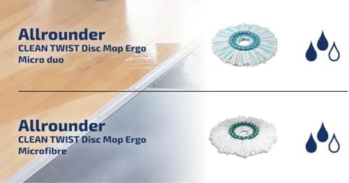Leifheit CLEAN Twist Disc Mop Micro Duo 2er Set - Ideal für alle Bodenarten, hohe Schmutzaufnahme!