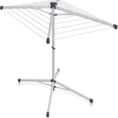 Leifheit LinoPop-Up 140 Wäschespinne – platzsparender Standtrockner mit 14m Leinenarmen und Knopföffnung für engen Raum