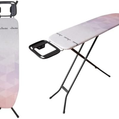 Vileda Diamond Bügelbrett | Höhenverstellbarer Bügeltisch mit titanbeschichtetem Bezug für Dampfbügelstationen | Stabil
