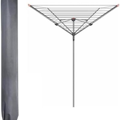 Wasserdichte Schutzhülle für Wäschespinne und Ampelschirme – Hochdichte 600D Oxford PVC mit Reißverschluss, Grau – Ideal