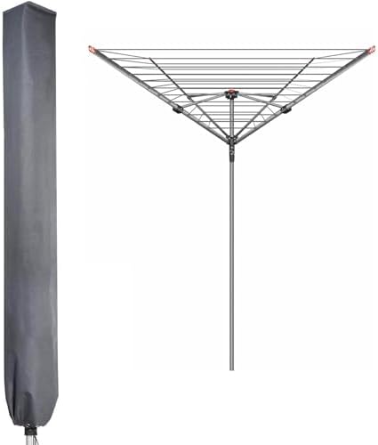 Wasserdichte Schutzhülle für Wäschespinne und Ampelschirme – Hochdichte 600D Oxford PVC mit Reißverschluss, Grau – Ideal