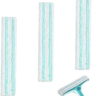 Leifheit Fensterwischer L – 3 Mikrofaser Ersatzbezüge, stark saugfähig, einfache Montage für beste Glasreinigung zuhause