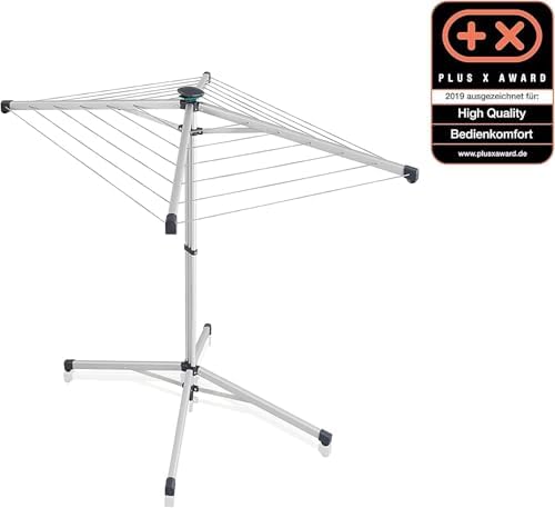 Leifheit LinoPop-Up 140 Wäschespinne – platzsparender Standtrockner mit 14m Leinenarmen und Knopföffnung für engen Raum