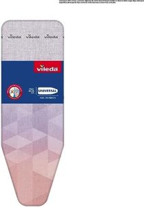 Vileda Diamond Bügelbrettbezug – hitzebeständige, titanbeschichtete Auflage für Dampfbügeleisen, Universalgröße für 120-