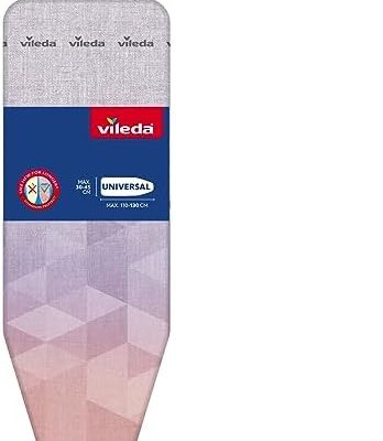 Vileda Diamond Bügelbrettbezug – hitzebeständige, titanbeschichtete Auflage für Dampfbügeleisen, Universalgröße für 120-