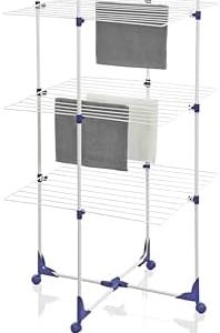 Leifheit Turmtrockner Classic Tower 270 – Platzsparender Wäscheturm mit 27m Leinenlänge für Dusche und Balkon