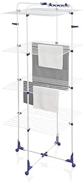 Leifheit Turmtrockner Classic Tower 270 – Platzsparender Wäscheturm mit 27m Leinenlänge für Dusche und Balkon