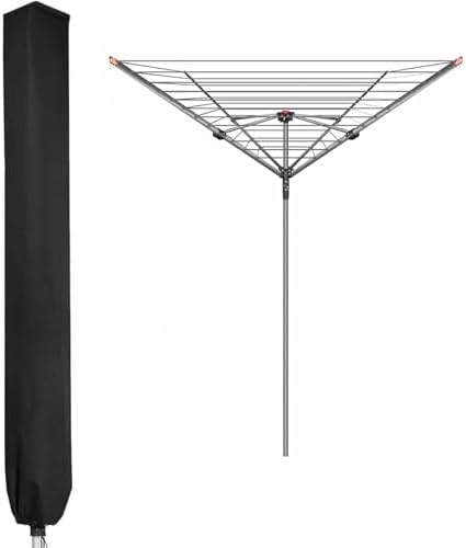 Wasserdichte Schutzhülle für Wäschespinne und Ampelschirme – Hochdichte 600D Oxford PVC mit Reißverschluss, Grau – Ideal