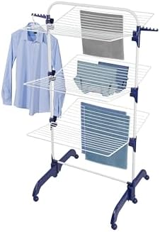 Leifheit Turmtrockner Classic Tower 270 – Platzsparender Wäscheturm mit 27m Leinenlänge für Dusche und Balkon