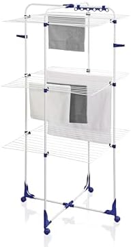 Leifheit Turmtrockner Classic Tower 270 – Platzsparender Wäscheturm mit 27m Leinenlänge für Dusche und Balkon