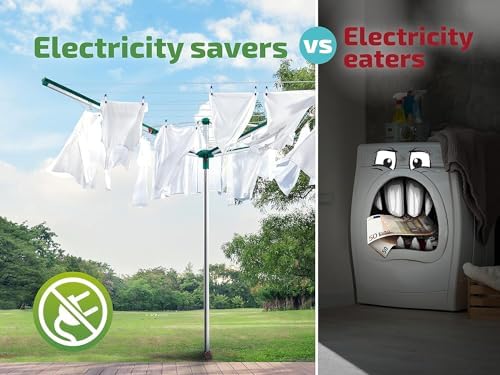 Leifheit Wäschespinne Linomatic 500 Easy – 50m Leinen, Easy-Lift-System für effizientes Wäschetrocknen im Garten!