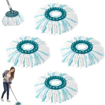 Leifheit Clean Twist M Mop Ersatzkopf 4 Stück – Effiziente Wasseraufnahme & starke Dekontamination für saubere Böden
