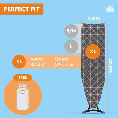 Bügeltischbezug Classic – 2-lagig mit 3mm Schaumstoff – Ideal für Bügeln von 38-45 cm breit