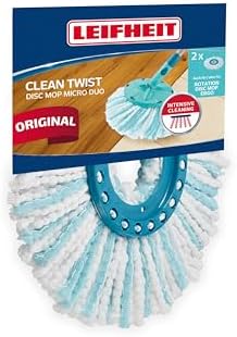 Leifheit CLEAN Twist Disc Mop Micro Duo 2er Set - Ideal für alle Bodenarten, hohe Schmutzaufnahme!