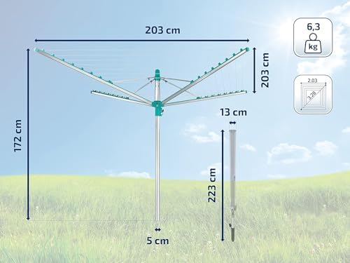 Leifheit Wäschespinne Linomatic 500 Easy – 50m Leinen, Easy-Lift-System für effizientes Wäschetrocknen im Garten!