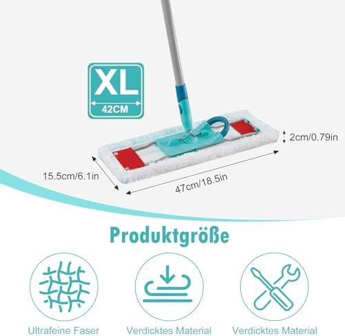 Leifheit Profi XL Wischbezüge - 4 Stück Mikrofaser Ersatzbezüge für Hartböden, ideal für saubere Böden!