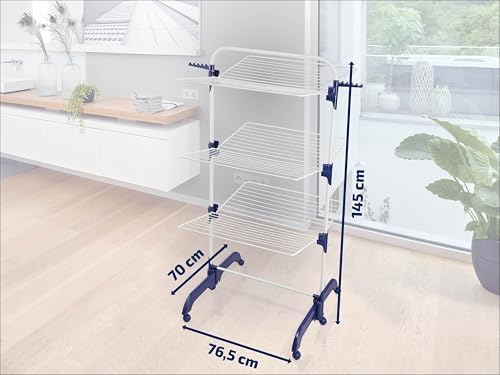 Leifheit Turmtrockner Classic Tower 270 – Platzsparender Wäscheturm mit 27m Leinenlänge für Dusche und Balkon
