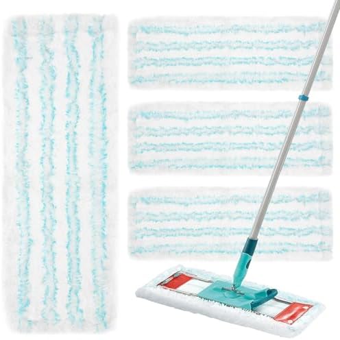 Leifheit Profi XL Wischbezüge - 4 Stück Mikrofaser Ersatzbezüge für Hartböden, ideal für saubere Böden!