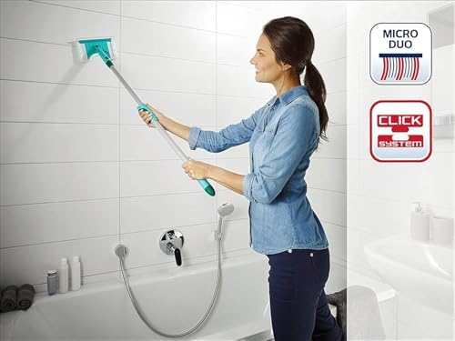 Leifheit Badwischer mit 360° Drehgelenk – Effektiver Fliesenwischer für saubere Bäder und Fugen
