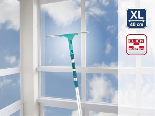 Leifheit Fensterabzieher 2in1 XL Pro Reach – Duschabzieher mit 40 cm Wischbreite, verstellbarem Winkel, ideal für große