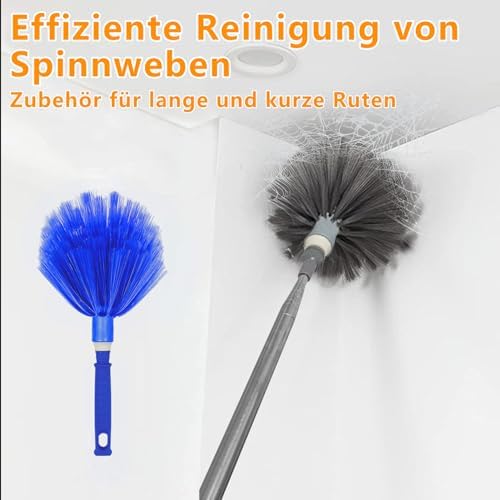 Staubwedel Teleskop Waschbar - Ausziehbarer Staubwischer bis 2,45m für hohe Decken und Deckenventilatoren, ergonomisch u