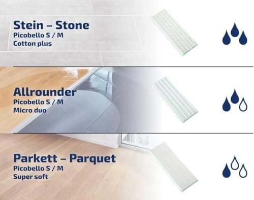 Leifheit Wischpad Picobello S Micro Duo – Saugfähiger Wischer Ersatzbezug für alle glatten Böden