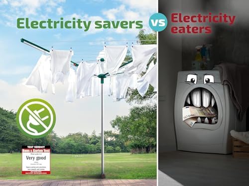 Leifheit Wäschespinne Linomatic 500 Easy – 50m Leinen, Easy-Lift-System für effizientes Wäschetrocknen im Garten!