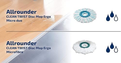 Leifheit CLEAN Twist Disc Mop Micro Duo 2er Set - Ideal für alle Bodenarten, hohe Schmutzaufnahme!