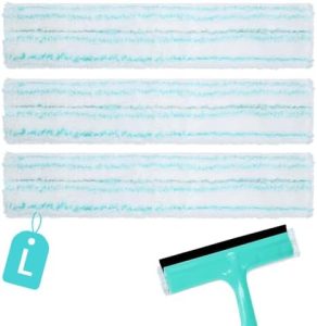 Leifheit Fensterwischer Ersatzbezug 3 Stück - 32 cm Mikrofaser für streifenfreie Fensterreinigung zuhause