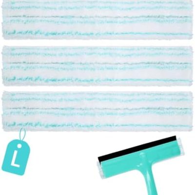 Leifheit Fensterwischer Ersatzbezug 3 Stück - 32 cm Mikrofaser für streifenfreie Fensterreinigung zuhause