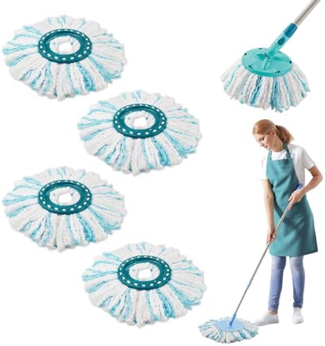 Leifheit Clean Twist Ersatzkopf 4 Stück – 2-Faser-System für jeden Boden, optimaler Schmutzfang!
