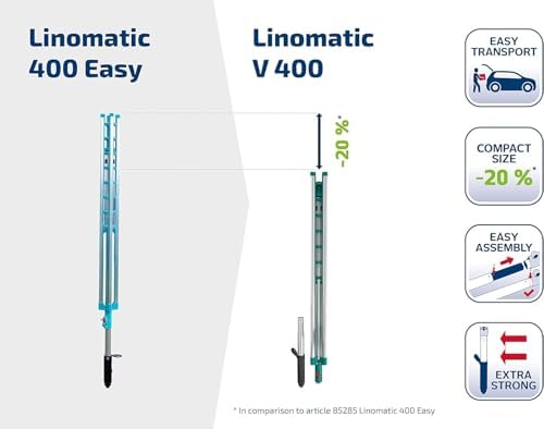 Leifheit Wäschespinne Linomatic 500 Easy – 50m Leinen, Easy-Lift-System für effizientes Wäschetrocknen im Garten!