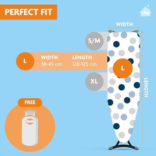 Bügeltischbezug Classic – 2-lagig mit 3mm Schaumstoff – Ideal für Bügeln von 38-45 cm breit