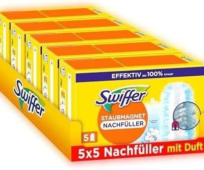 Swiffer Staubmagnet Nachfüllpackung mit Febreze-Duft – 25 Tücher für ultra effektives Staubfangen zuhause