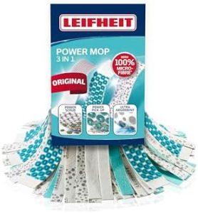 Leifheit Power Mop Ersatzkopf 3-in-1 für Fliesen, Viskose & Mikrofaser, waschbar 60°C, perfekte Reinigung von Hartböden