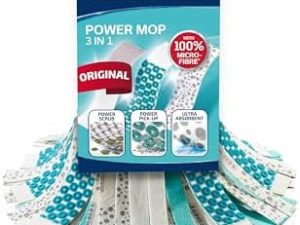 Leifheit Power Mop Ersatzkopf 3-in-1 für Fliesen, Viskose & Mikrofaser, waschbar 60°C, perfekte Reinigung von Hartböden