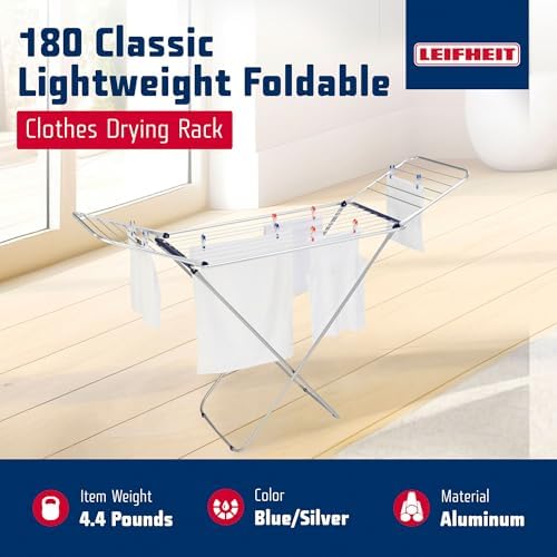 Leifheit Standtrockner Classic Siena 180 – Robuster Aluminium-Wäscheständer für drinnen & draußen mit 18m Trockenlänge