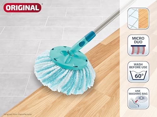 Leifheit CLEAN Twist Disc Mop Micro Duo 2er Set - Ideal für alle Bodenarten, hohe Schmutzaufnahme!