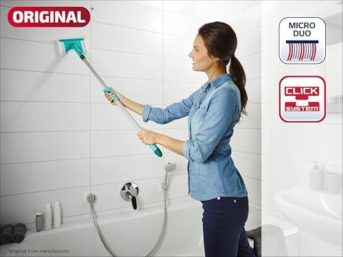 Leifheit Badwischer mit 360° Drehgelenk – Effektiver Fliesenwischer für saubere Bäder und Fugen