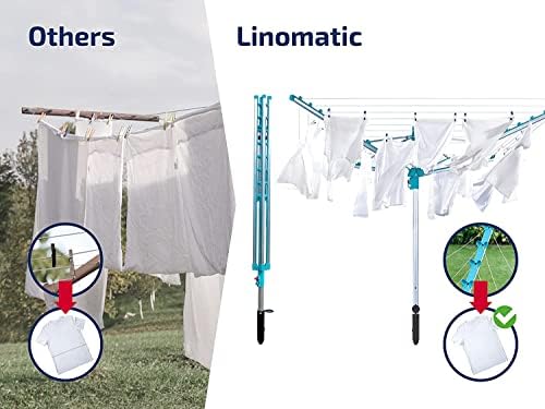 Leifheit Wäschespinne Linomatic 500 Easy – 50m Leinen, Easy-Lift-System für effizientes Wäschetrocknen im Garten!