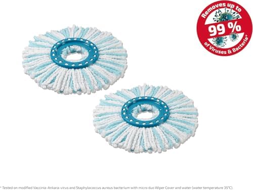 Leifheit CLEAN Twist Disc Mop Micro Duo 2er Set - Ideal für alle Bodenarten, hohe Schmutzaufnahme!