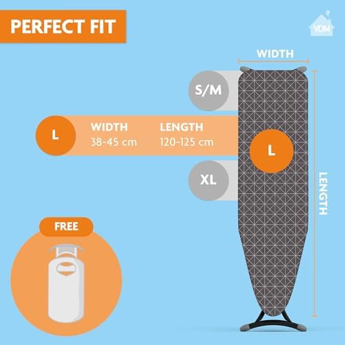 Bügeltischbezug Classic – 2-lagig mit 3mm Schaumstoff – Ideal für Bügeln von 38-45 cm breit