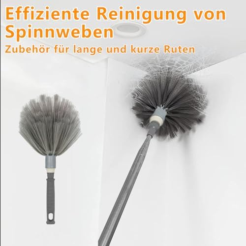 Staubwedel Teleskop Waschbar - Ausziehbarer Staubwischer bis 2,45m für hohe Decken und Deckenventilatoren, ergonomisch u