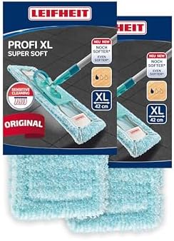 Leifheit Profi XL Wischbezug 2er Set – super soft für empfindliche Böden, ideal für Parkett und Laminat!