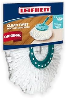 Leifheit CLEAN Twist Disc Mop Micro Duo 2er Set - Ideal für alle Bodenarten, hohe Schmutzaufnahme!