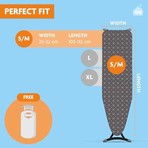 Bügeltischbezug Classic – 2-lagig mit 3mm Schaumstoff – Ideal für Bügeln von 38-45 cm breit