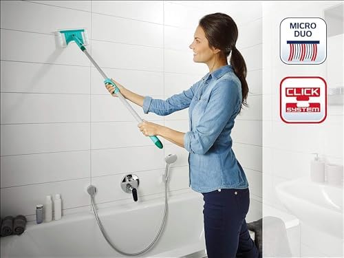 Leifheit Badwischer mit 360° Drehgelenk – Effektiver Fliesenwischer für saubere Bäder und Fugen