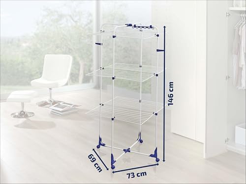 Leifheit Turmtrockner Classic Tower 270 – Platzsparender Wäscheturm mit 27m Leinenlänge für Dusche und Balkon