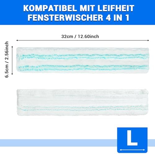 Leifheit Fensterwischer L – 3 Mikrofaser Ersatzbezüge, stark saugfähig, einfache Montage für beste Glasreinigung zuhause