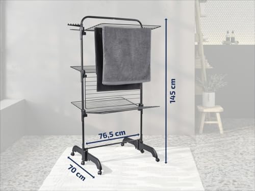 Leifheit Turmtrockner Classic Tower 270 – Platzsparender Wäscheturm mit 27m Leinenlänge für Dusche und Balkon